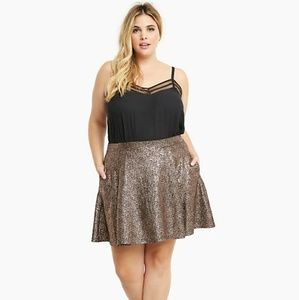 Torrid Metallic Rose Gold Skater skirt Size 4
